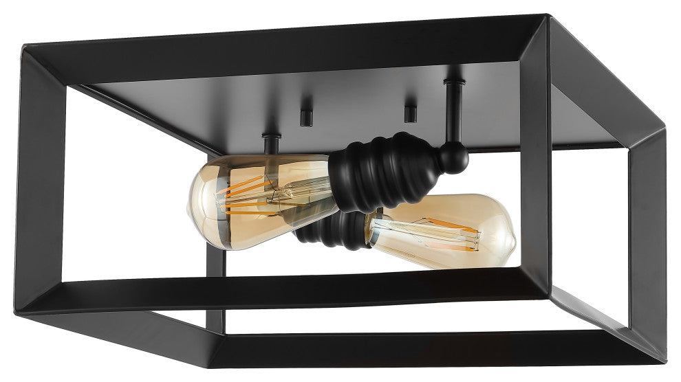Marfa Square 13" 2-Light Iron Farmhouse LED Flush Mount, Oil Rubbed Bronze