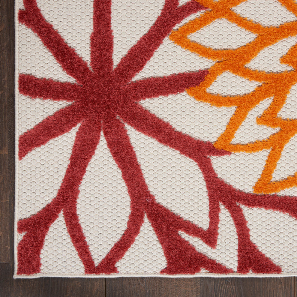 Nourison Aloha 2' x 6' Red Multi Colored Tropical Area Rug