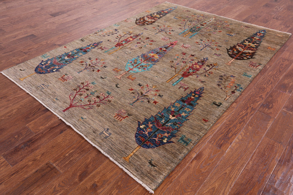 5' 8" X 7' 10" Handmade Tribal Persian Gabbeh Rug Q5287