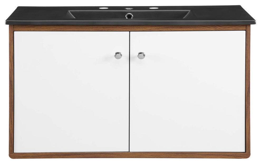 Transmit 36" Wall-Mount Bathroom Vanity - Walnut Black