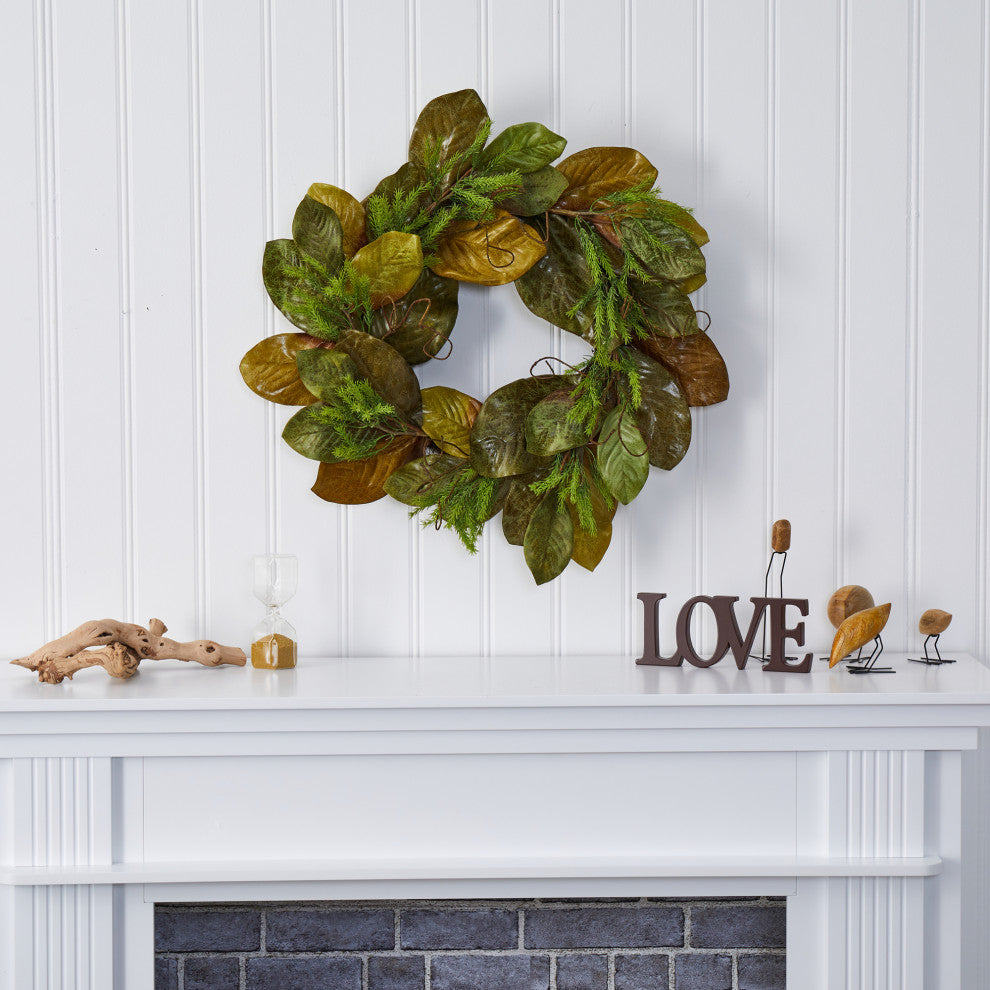 26" Magnolia Leaf Artificial Wreath