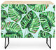 Deny Designs Tropical Greenery Credenza, Birch, Black Steel Legs