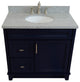 37" Single Sink Vanity, Blue Finish With Gray Granite