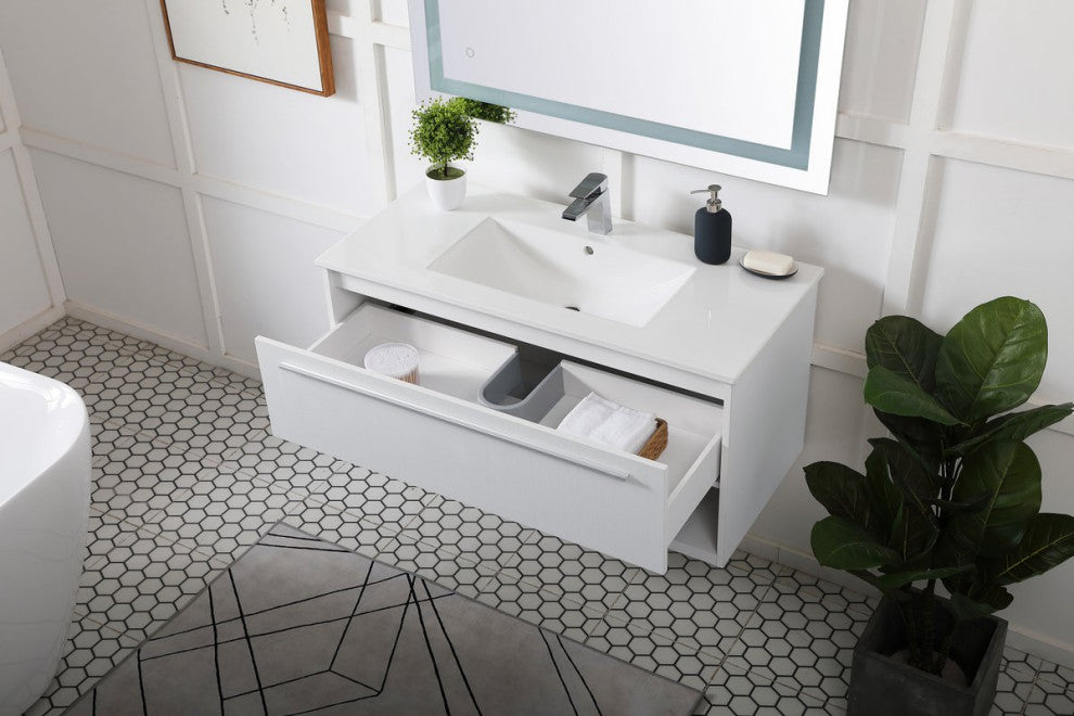 40" Single Bathroom Floating Vanity, White