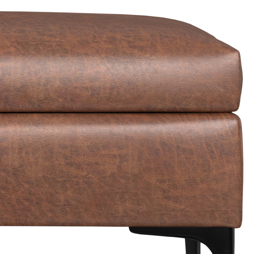 Rebecca Rectangular Coffee Table Storage Ottoman With Lift Up Lid, Distressed