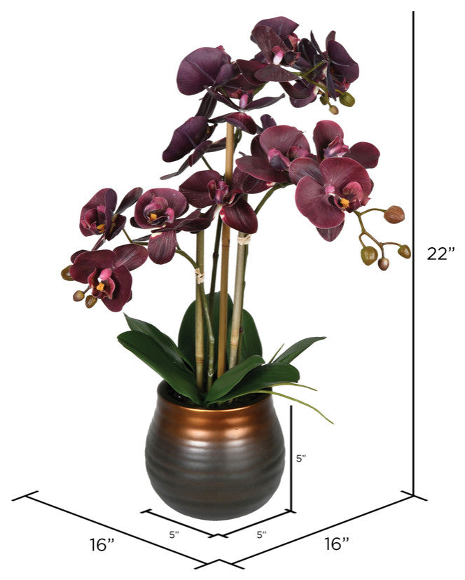 Vickerman FN190501 22" Artificial Potted Touch Purple Phalaenopsis Spray