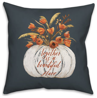 Painted Pumpkin Floral 16x16 Spun Poly Pillow