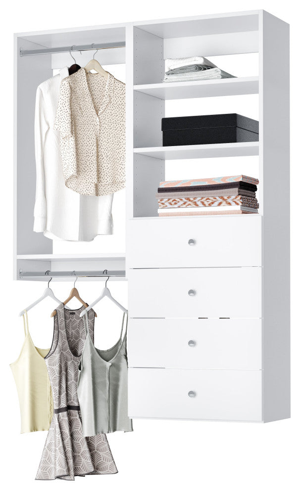 Modular Closet System Hanging Closet Organizer With Drawers 48"-63"