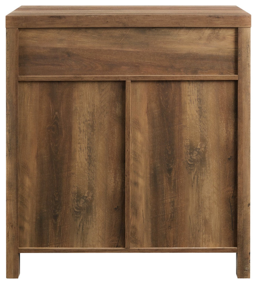 Farmhouse Storage Cabinet, 2 Barn Doors & Large Drawer With Metal Knobs, Brown