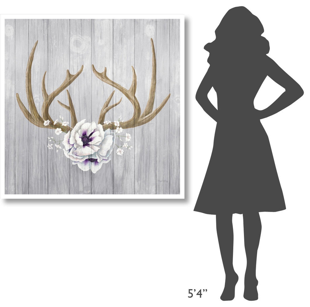 "Antlers and Poppies II Sq" Digital Paper Print by Elyse DeNeige, 42"x42"