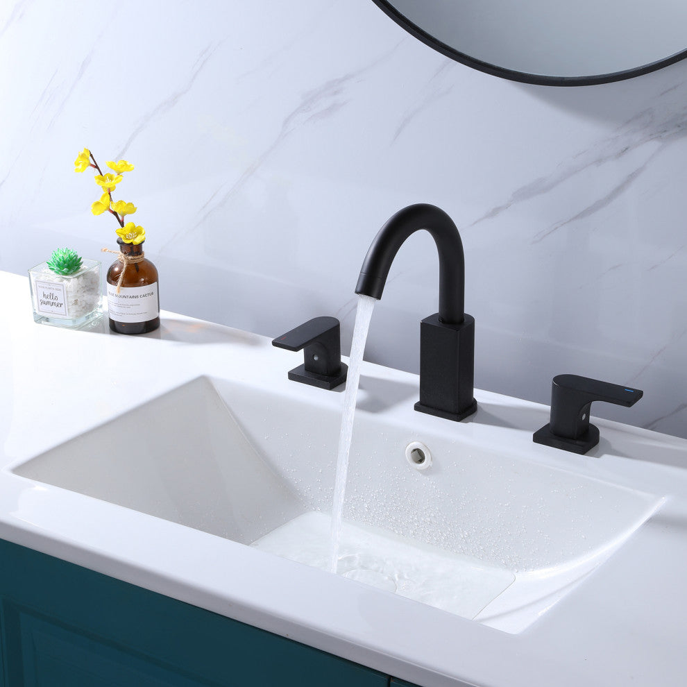 Two Handle 8 Inch Widespread Bathroom Sink Faucet With 360 Degree Swivel Spout