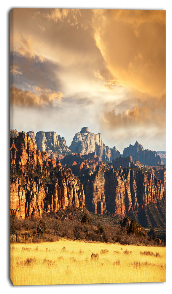 Zion National Park Utah Usa, Oversized Landscape Canvas Art, 16"x32"