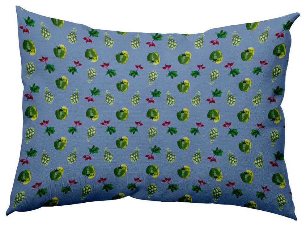 Three Veggies Pattern Decorative Throw Pillow, Cornflower, 14"x20"
