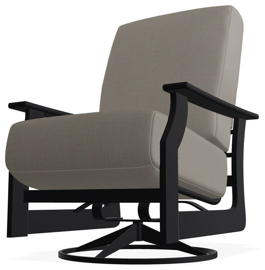St. Catherine Deep Seat Outdoor Swivel Rocker, Stone Linen/Black