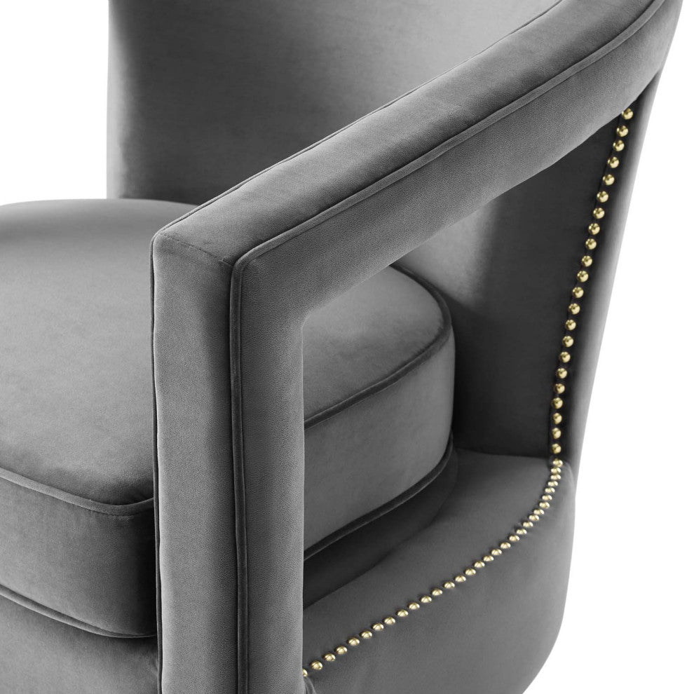 Armchair Accent Chair, Velvet, Gray, Modern, Living Lounge Hospitality