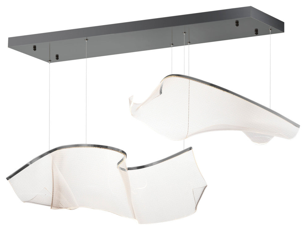 ET2 E24882-133 Rinkle 42"W LED Abstract Linear Pendant - Brushed Gunmetal