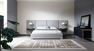 Modrest Athena and Rothsay Modern Grey Fabric, Wenge, Gold Bedroom Set