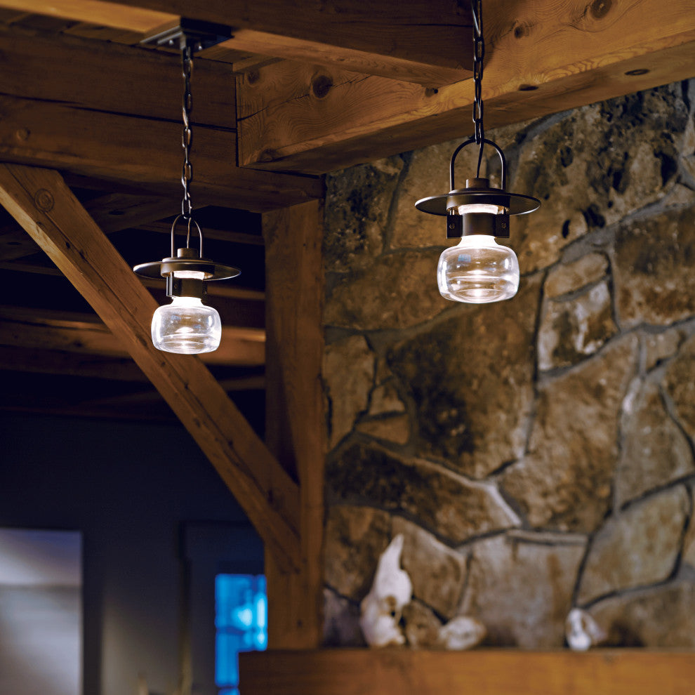 Mason Outdoor Ceiling Fixture, Coastal Bronze Finish, Clear Glass