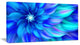 Massive Blue Fractal Flower, Floral Canvas Art Print, 32"x16"