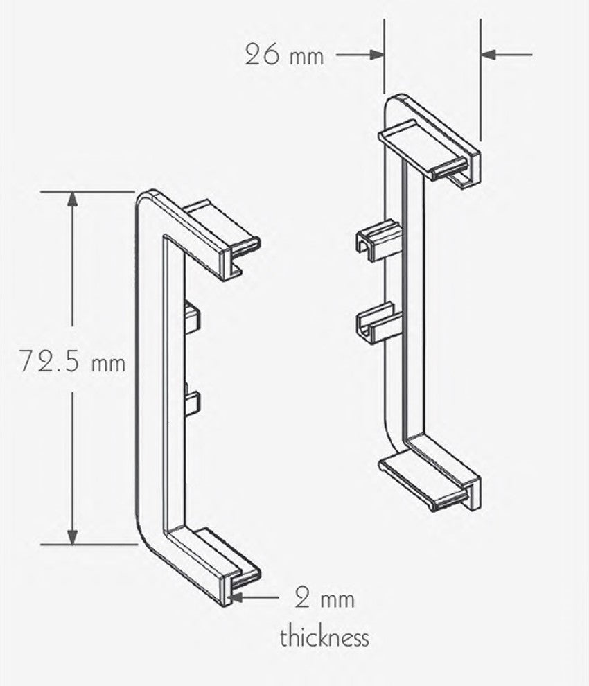Handle-Free Cabinet Hardware 6K379 C Cap Component (L+R), Silver