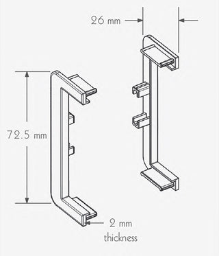 Handle-Free Cabinet Hardware 6K379 C Cap Component (L+R), Silver