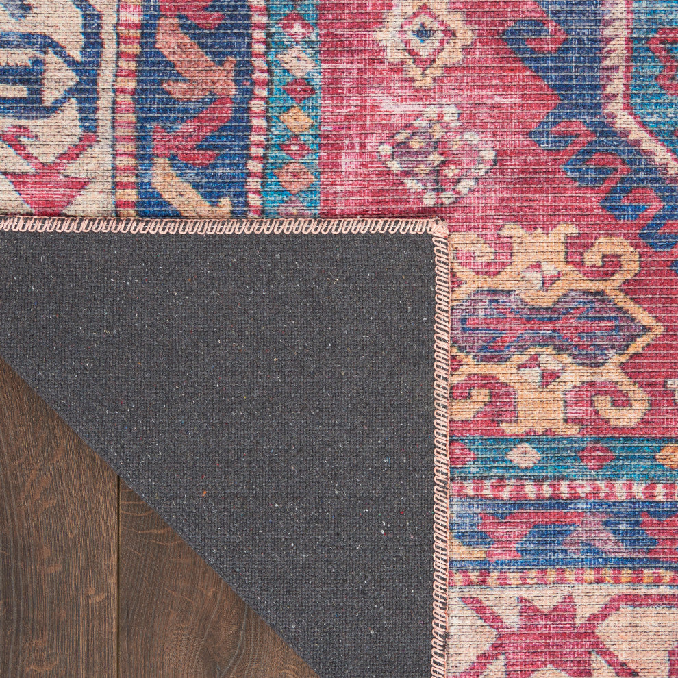 Nicole Curtis Nc Series 1 5' x 7' Red/Navy Machine Washable Area Rugs