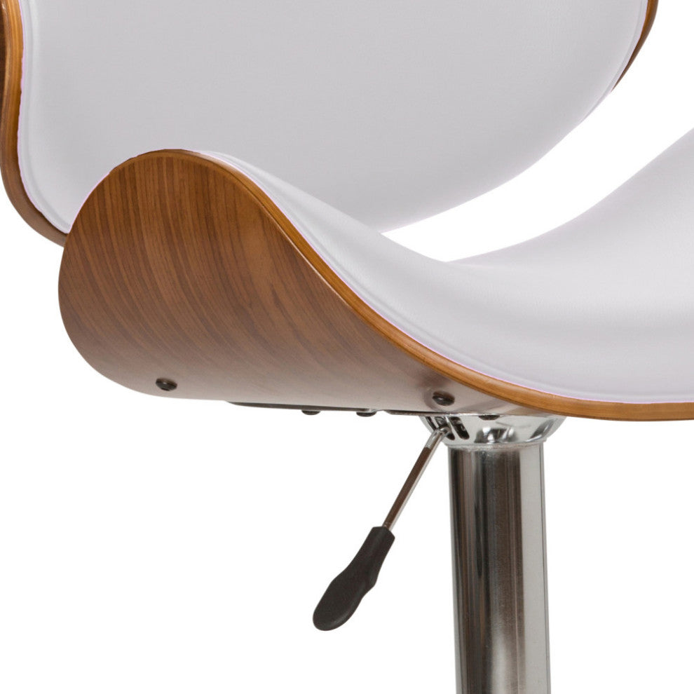 Marana Bentwood Adjustable Swivel Bar Stool, White