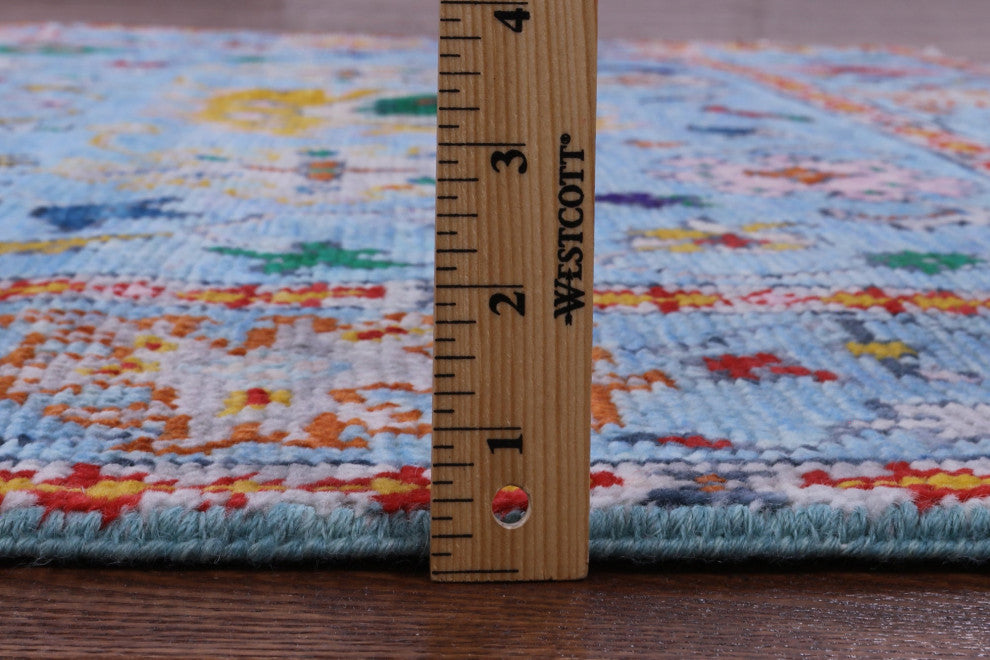 6' Square Hand-Knotted Turkish Oushak Wool Rug - Q13332
