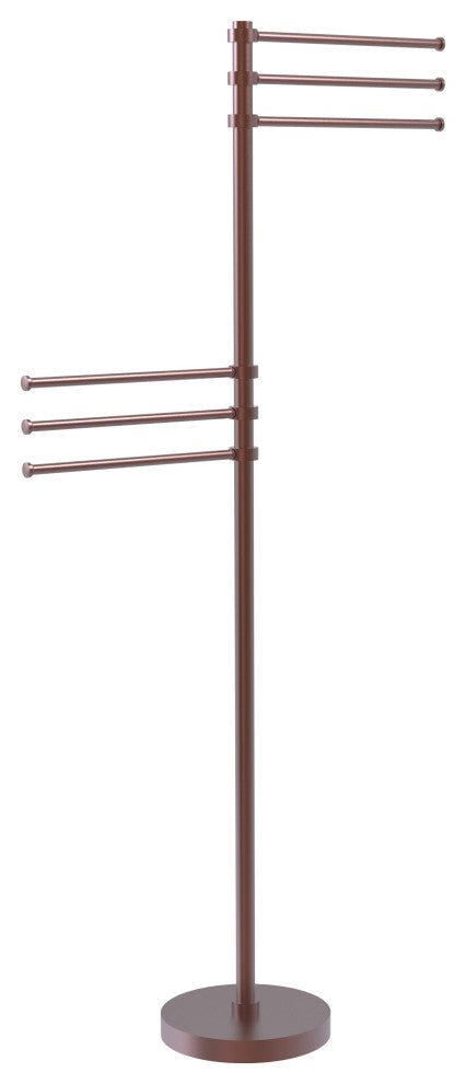 Towel Stand with 6 Pivoting 12" Arms, Antique Copper
