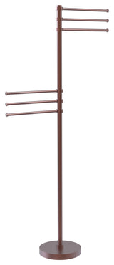 Towel Stand with 6 Pivoting 12" Arms, Antique Copper