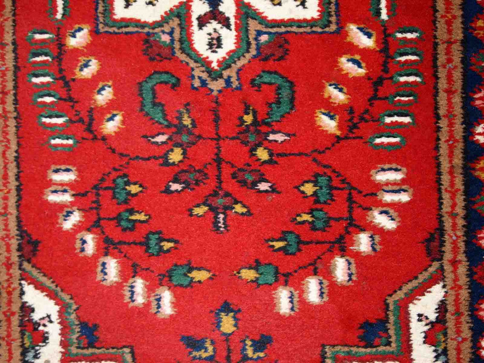 Handmade Vintage Persian Hamadan Rug, 2.2'x4.4', 70cmx136cm 1970s