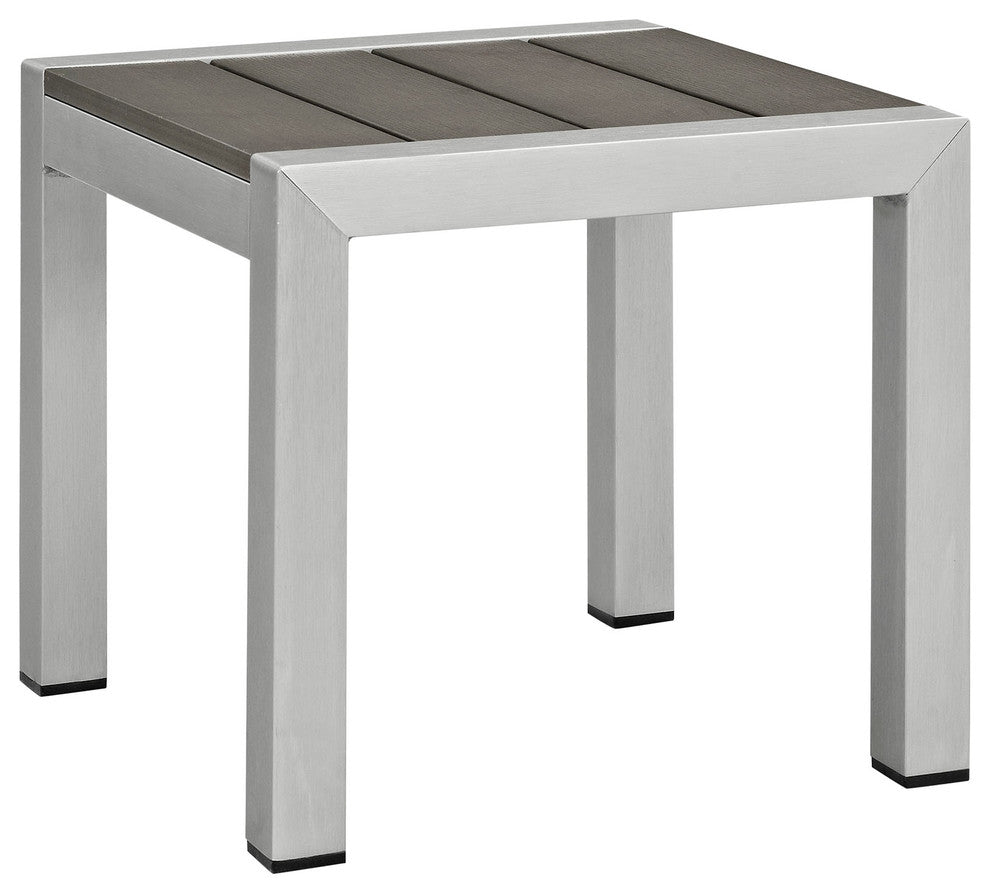 Shore 3 Piece Outdoor Patio Aluminum Sectional Sofa Set, Silver Navy