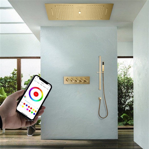 Rainfall Musical Shower System With Hand Shower, Style C-Phone Control Light
