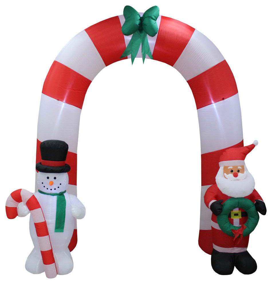 Christmas Inflatable Santa Claus Snowman Bow Tie Arch Yard Decoration, 8'