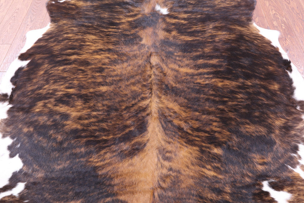 6' 7" X 5' 8" Brindle Natural Cowhide Rug C2317