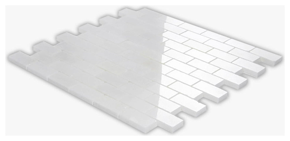 Thassos Polished 1x2 Brick Marble Mosaic