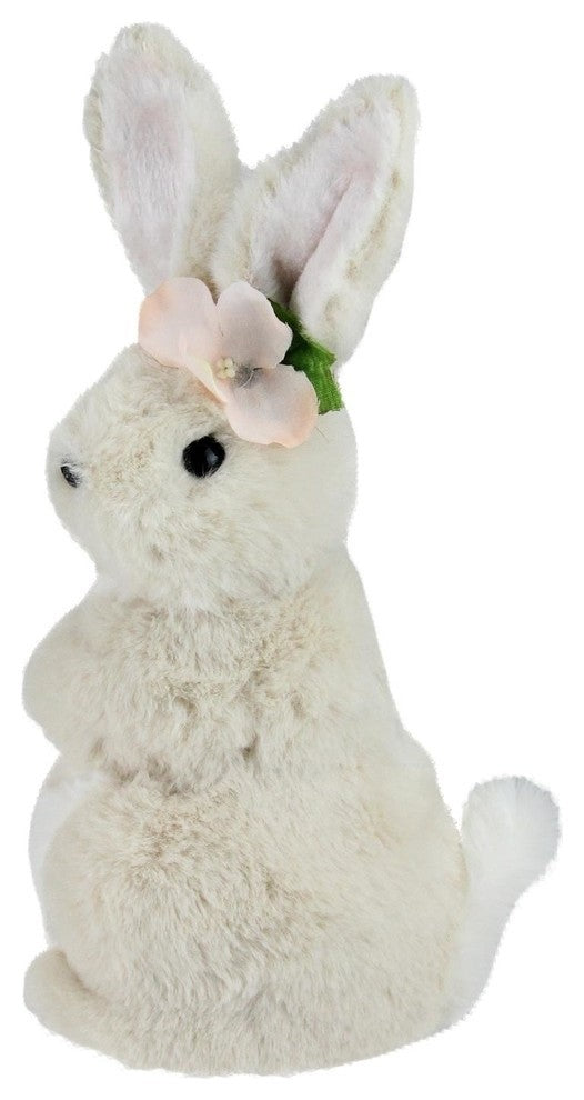 11.5" Beige Plush Standing Easter Bunny Rabbit Girl Spring Tabletop Figurine