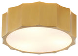 Iron Wave Flushmount Light With White Frosted Acrylic Cover, Brass