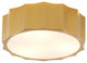 Iron Wave Flushmount Light With White Frosted Acrylic Cover, Brass