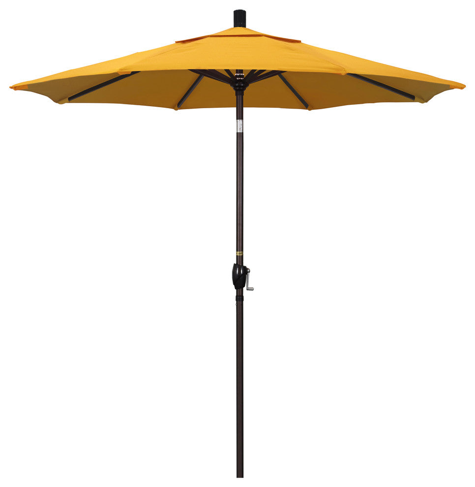 7.5'' Bronze Push-Button Tilt Crank Aluminum Umbrella, Yellow Pacifica