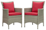 Conduit Outdoor Patio Wicker Rattan Dining Armchair Set of 2 EEI-4027-LGR-RED