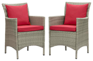 Conduit Outdoor Patio Wicker Rattan Dining Armchair Set of 2 EEI-4027-LGR-RED