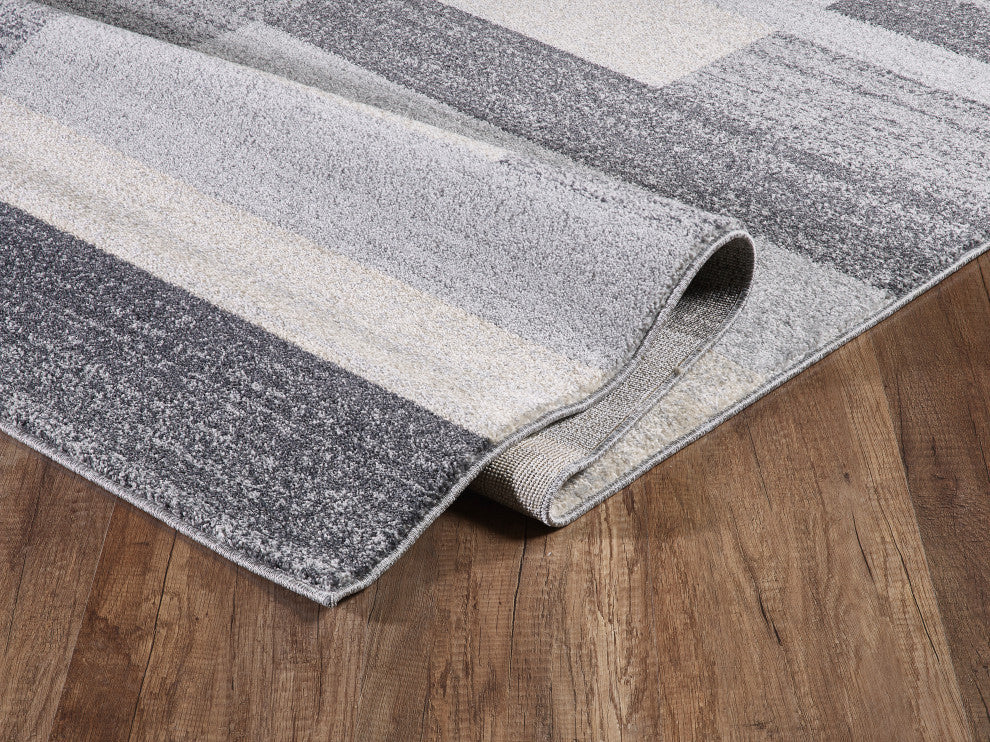 Abani Quartz QRZ140A Contemporary Color Block Grey Beige Area Rug