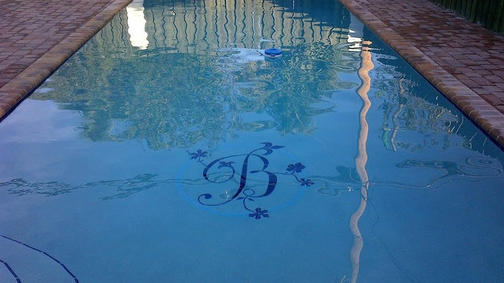 Leaf Monogram `N` Ceramic Swimming Pool Mosaic 60"x60"