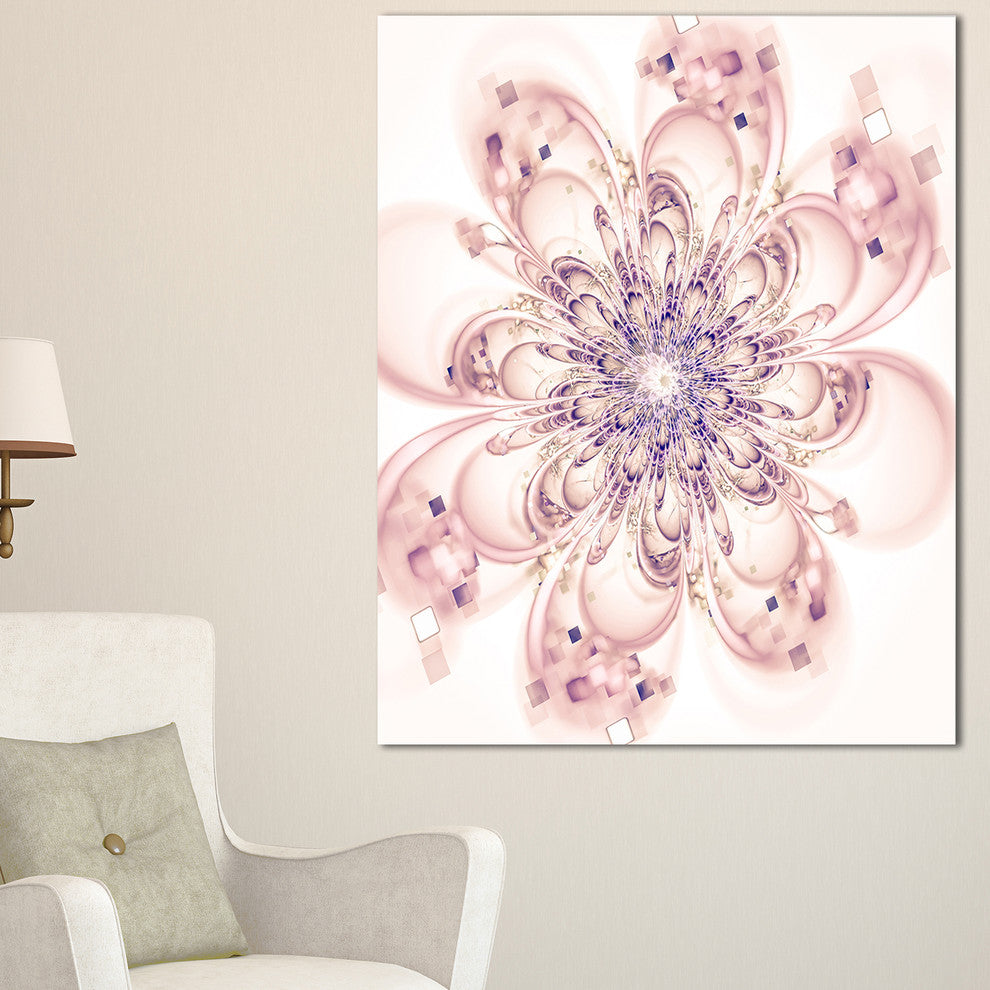 "Full Bloom Fractal Flower in Pink" Flower Wall Art, 20"x40"