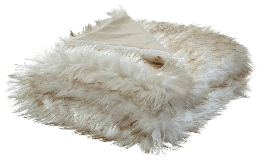 Brown Knitted Acrylic Animal Print Plush Throw Blanket
