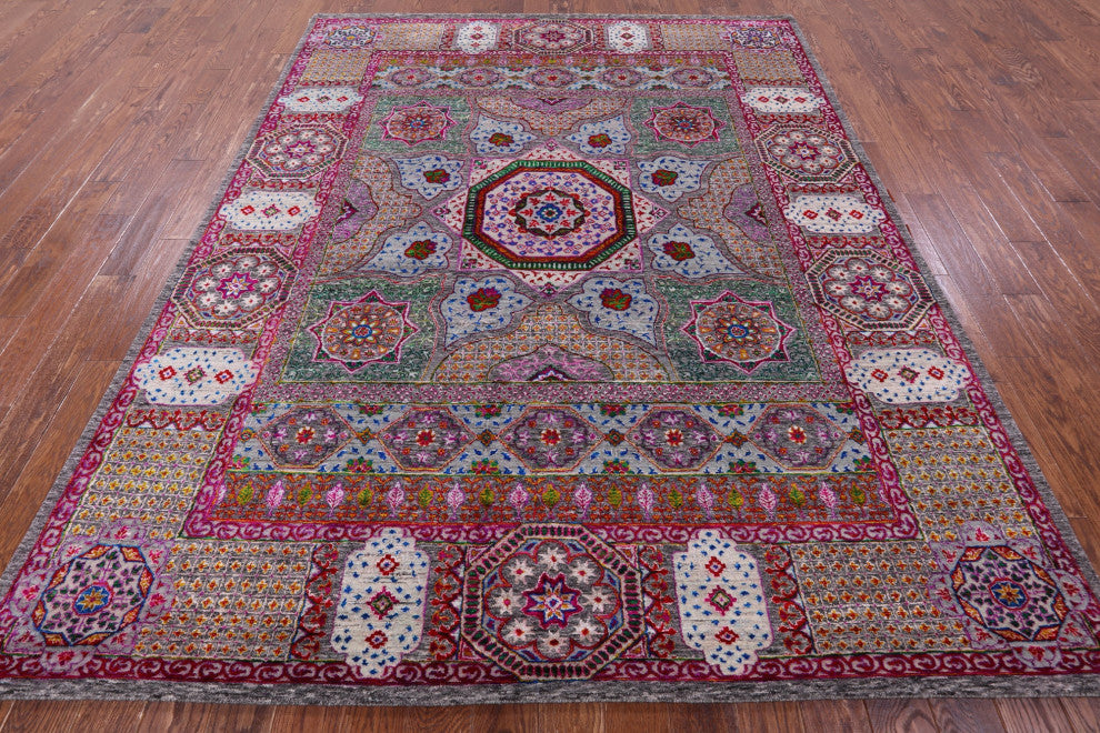 Wool & Silk Mamluk Handmade Rug 7' 9" X 9' 11" - Q13729