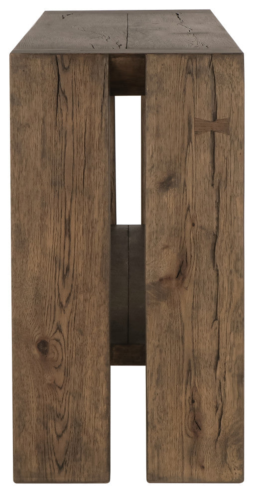 Troy Oak Console Table, Antique Brown