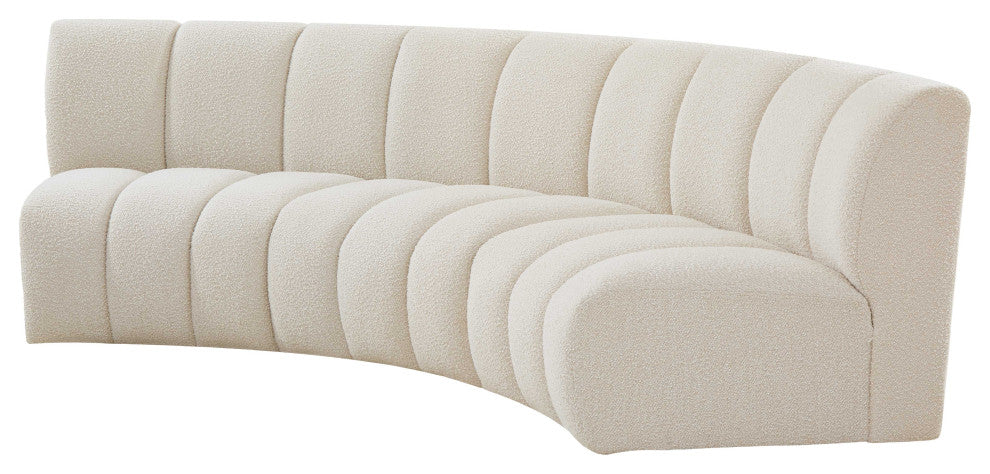 Infinity Black Boucle Fabric Upholstered Arc Shaped Modular Sectional, Cream, 3-Piece, Arc-Shaped