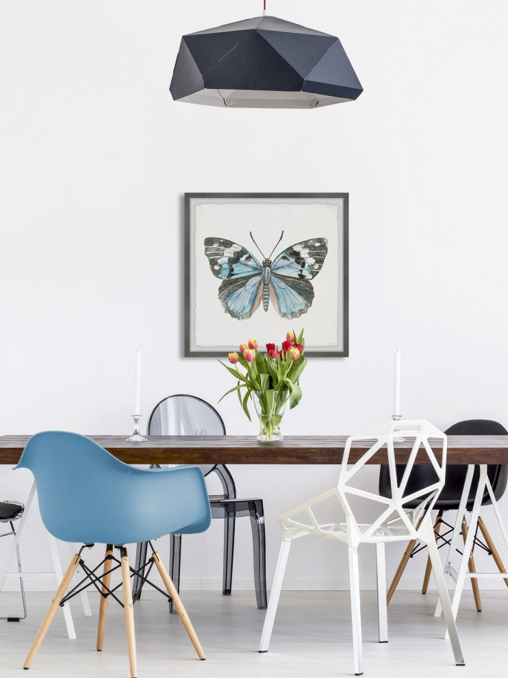 "Ocean Blue Shade Butterfly" Framed Painting Print, 24"x24"